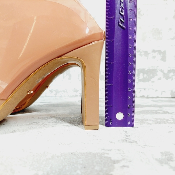 New 42 Gold The Linx Vinyl Slide In Open Toe Heels M455 - Picture 2 of 11